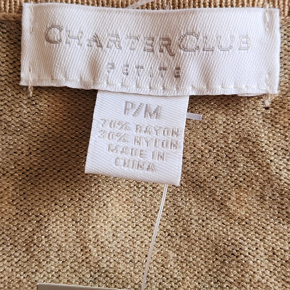 NWT Charter Club Cardigan Size Medium Petite Colors Brown Black & Tan - Picture 2 of 7